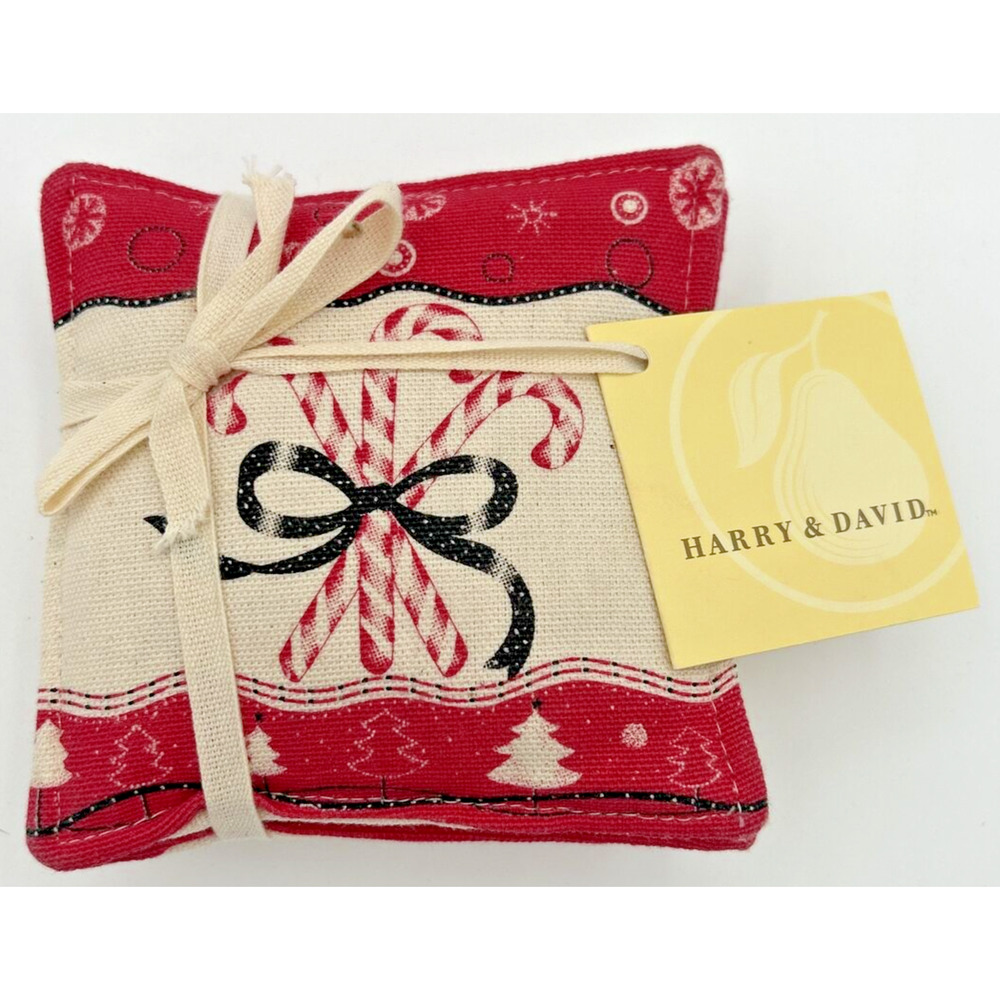 Vintage Harry and David Christmas Candy Cane Mugmat Coasters Set of 4 NEW U183
